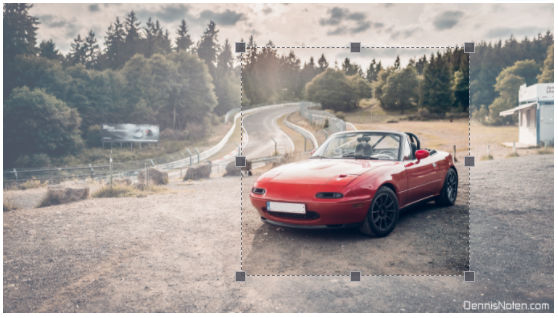ngx-image-cropper showing an image with a crop selection
